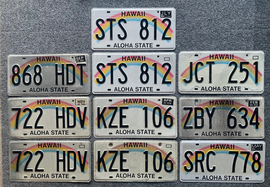 Group of 10 Hawaii Passenger/Truck License Plates (Crafter)