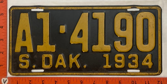 1934 South Dakota #A1-4190 Passenger License Plate