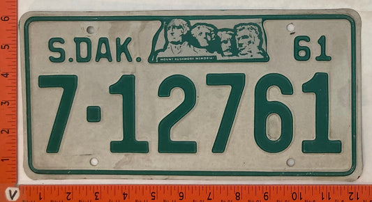 1961 South Dakota #7-12761 Passenger License Plate