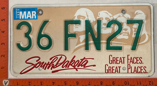 1993 South Dakota #36 FN27 Passenger License Plate