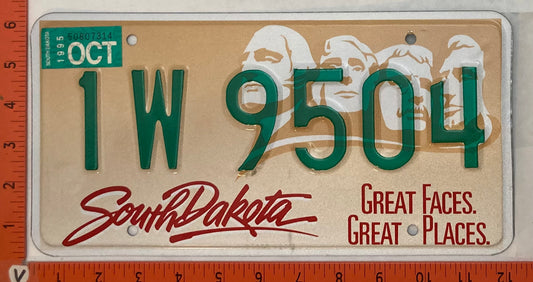 1995 South Dakota #1W 9504 Passenger License Plate