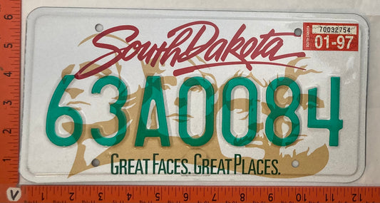 1997 South Dakota #63A0084 Passenger License Plate