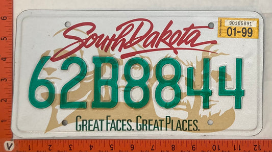 1999 South Dakota #62B8844 Passenger License Plate
