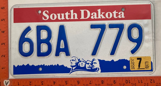 2001 South Dakota #6BA 779 Passenger License Plate