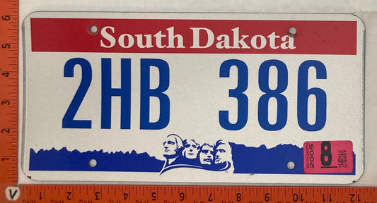 2005 South Dakota #2HB 386 Passenger License Plate
