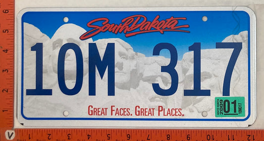 2009 South Dakota #10M 317 Passenger License Plate