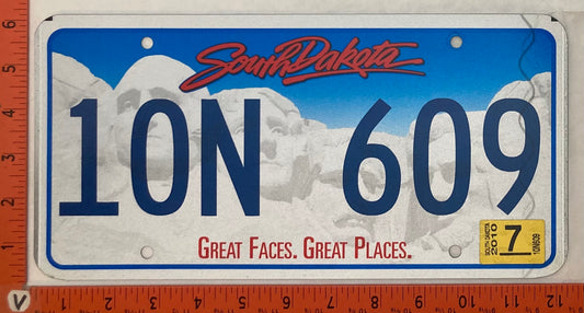 2010 South Dakota #10N 609 Passenger License Plate
