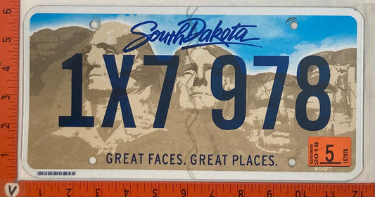 2018 South Dakota #1X7 978 Passenger License Plate