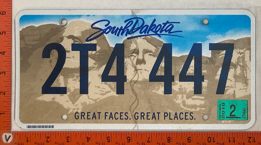 2019 South Dakota #2T4 447 Passenger License Plate