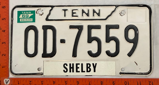 1969 Tennessee #OD-7559 Passenger License Plate