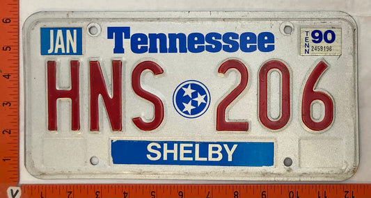 1990 Tennessee #HNS 206 Passenger License Plate
