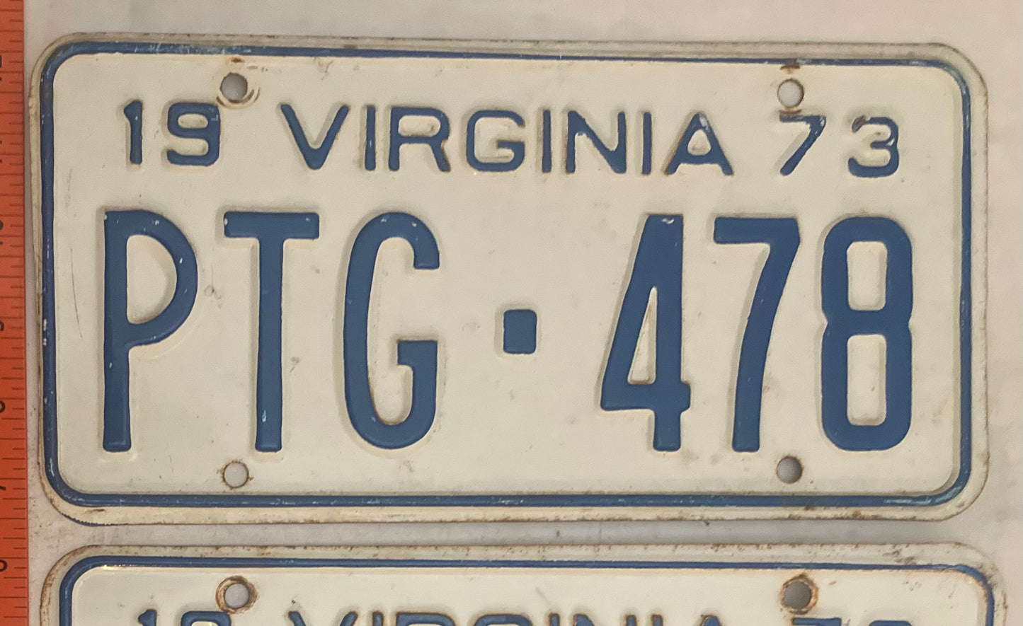 1973 Virginia #PTG-478 Passenger License Plate (Pair)