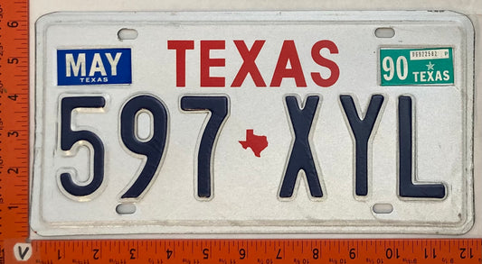 1990 Texas #597 XYL Passenger License Plate