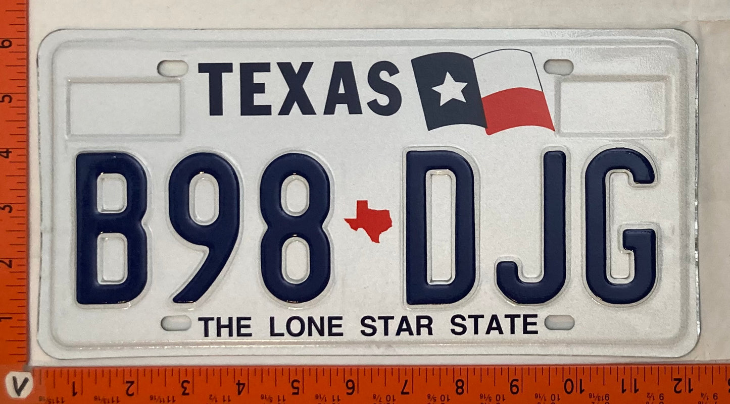 1989 Base Texas #B98 DJG Passenger License Plate