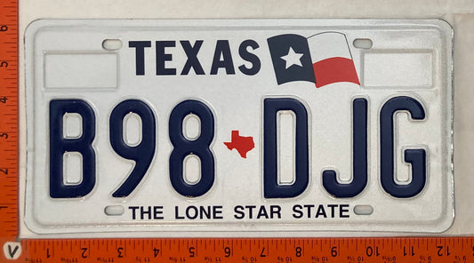 1989 Base Texas #B98 DJG Passenger License Plate
