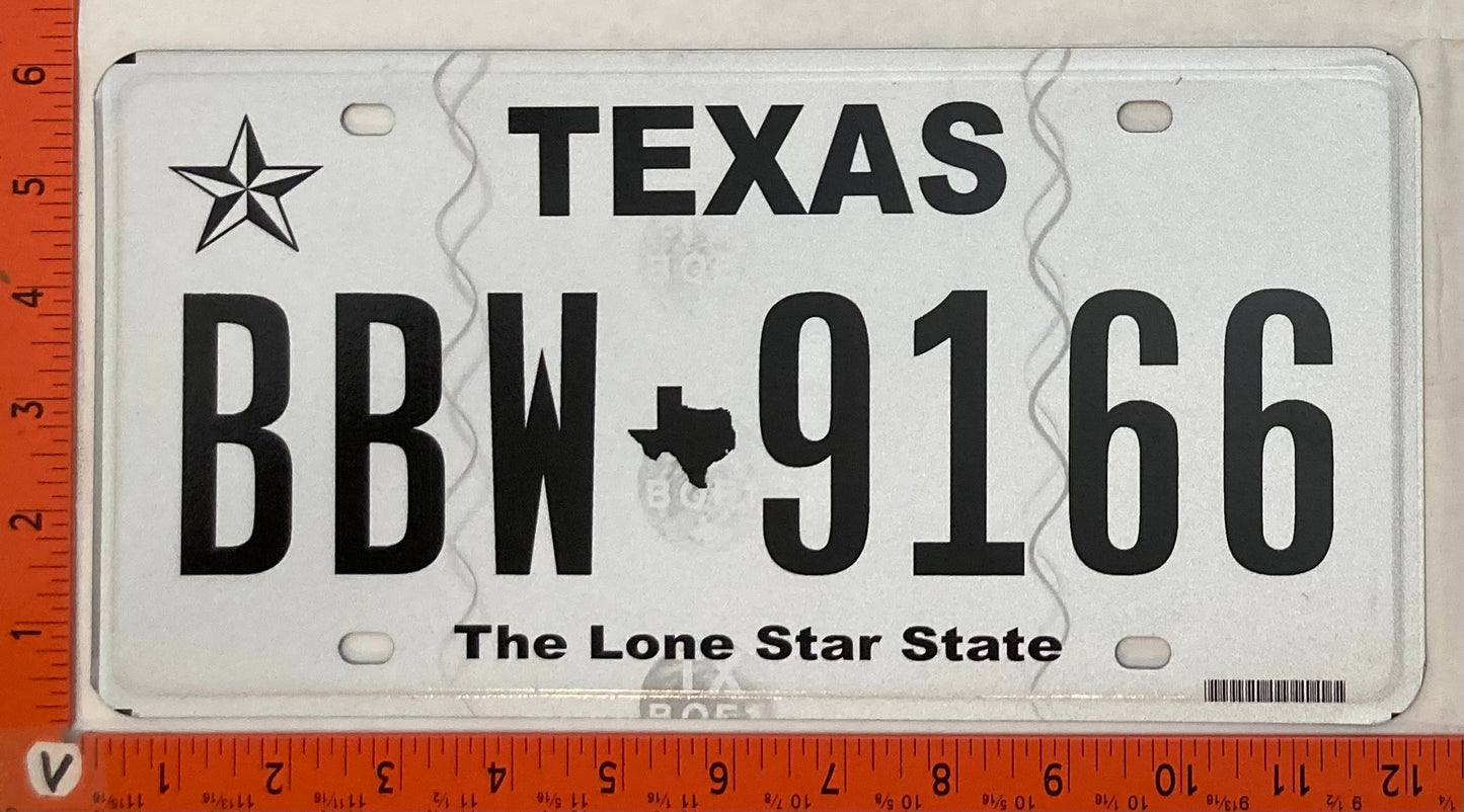 2014-2024 Base Texas #BBW 9166 Passenger License Plate