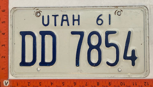 1961 Utah #DD 7854 Passenger License Plate