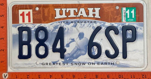 2011 Utah #B84 6SP Passenger License Plate
