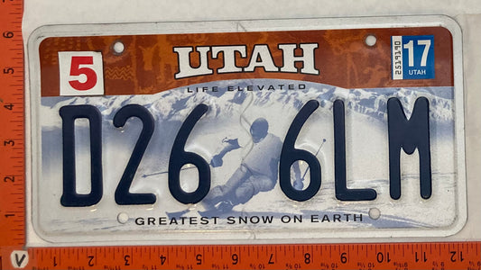2017 Utah #D26 6LM Passenger License Plate