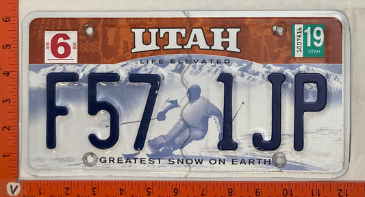 2019 Utah #F57 IJP Passenger License Plate