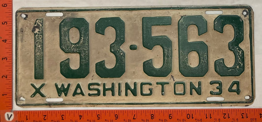 1934 Washington #193-563 Passenger License Plate