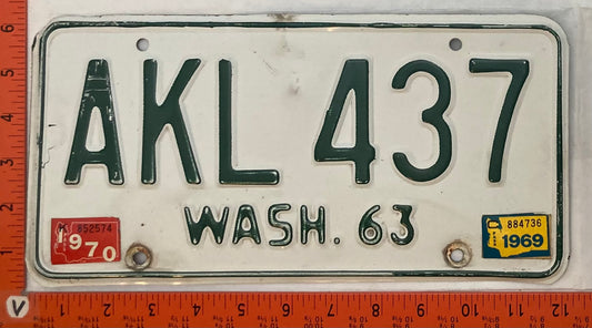 1970 Washington #AKL 437 Passenger License Plate