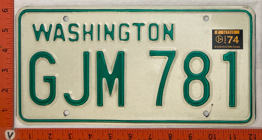 1974 Washington #GJM 781 Passenger License Plate
