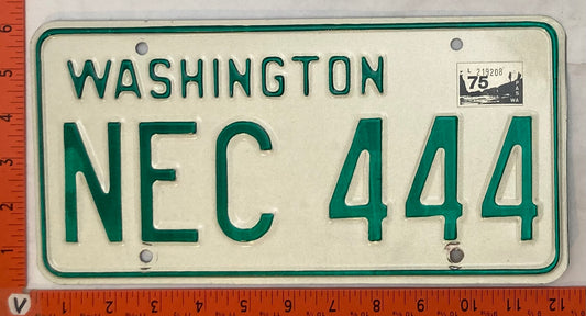 1975 Washington #NEC 444 Passenger License Plate