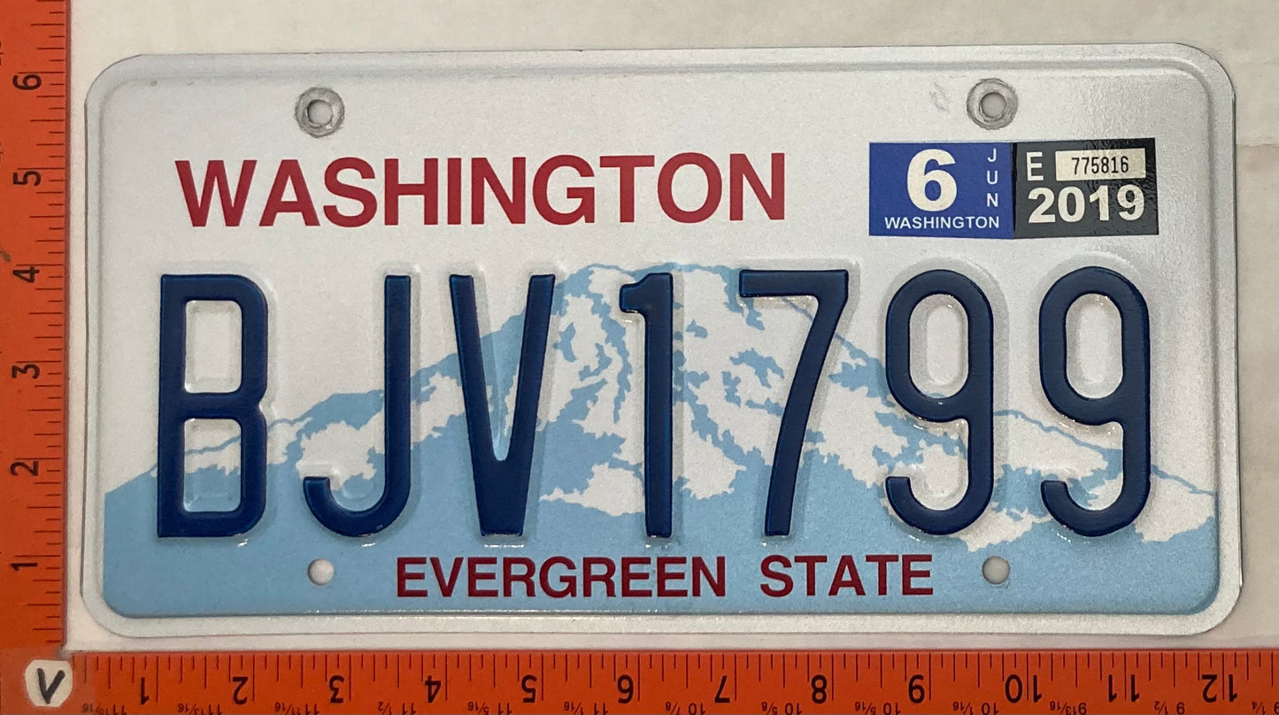 2019 Washington #BJV1799 Passenger License Plate
