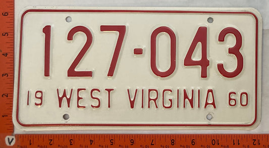 1960 West Virginia #127-043 Passenger License Plate