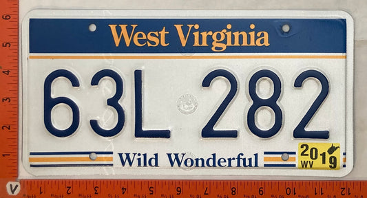 2019 West Virginia #63L 282 Passenger License Plate