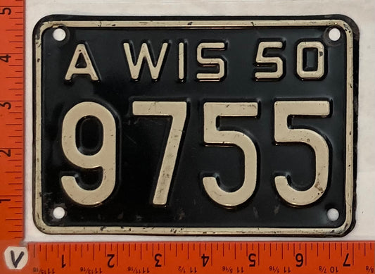 1950 Wisconsin #9755 Motorcycle License Plate