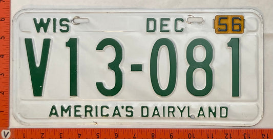 1956 Wisconsin #V13-081 Passenger License Plate