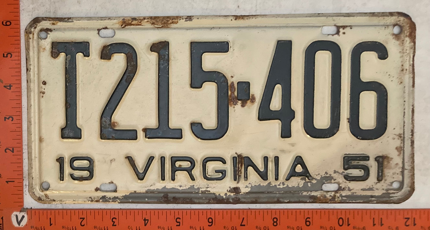 1951 Virginia #T215-406 Truck License Plate
