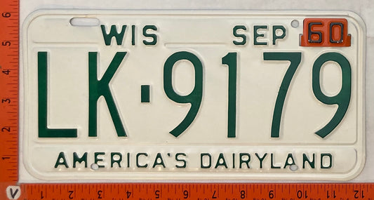 1960 Wisconsin #LK-9179 Passenger License Plate