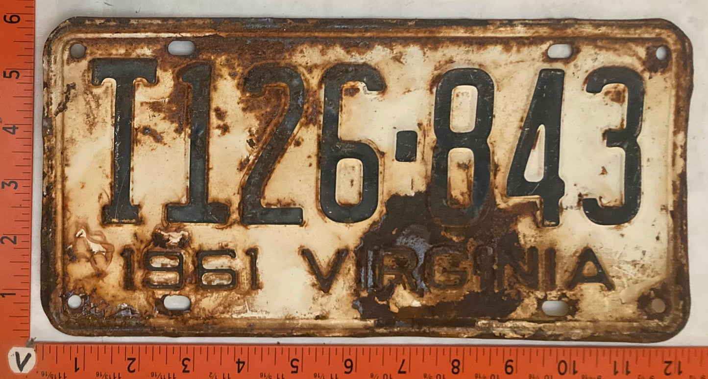 1961 Virginia #T126-843 Truck License Plate