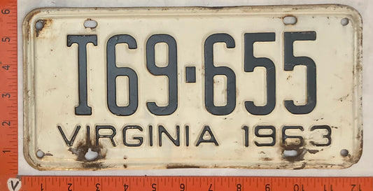 1963 Virginia #T69-655Truck License Plate