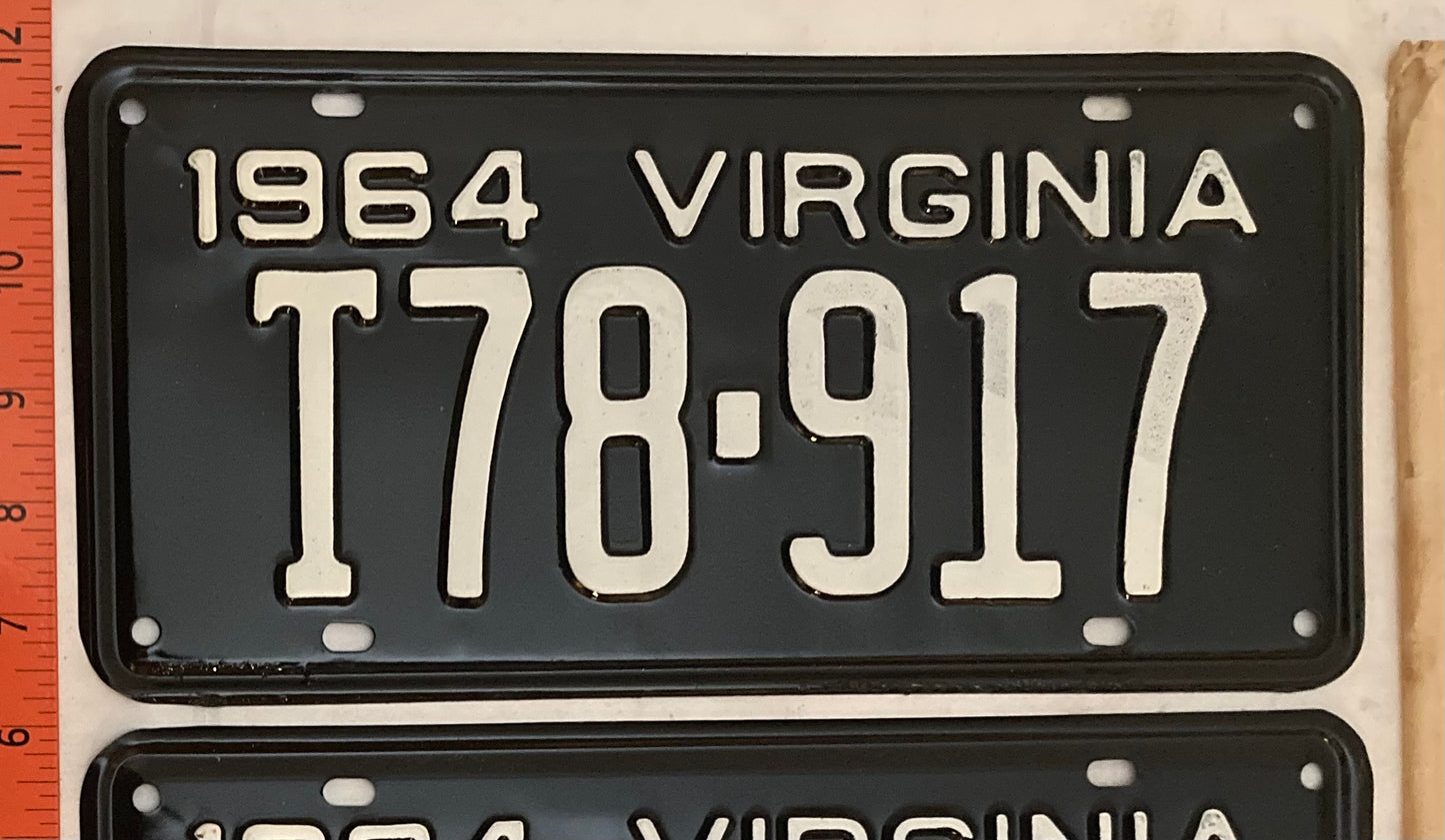1964 Virginia #T78-917 Truck License Plate (Pair)