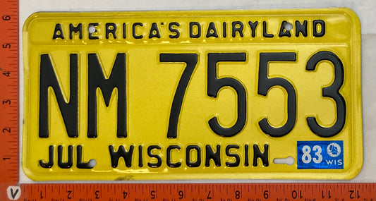 1983 Wisconsin #NM 7553 Passenger License Plate
