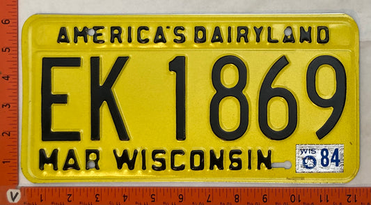 1984 Wisconsin #EK 1869 Passenger License Plate