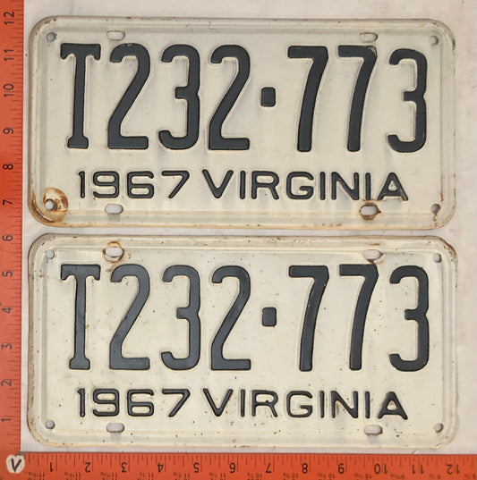 1967 Virginia #T232-773 Truck License Plate (Pair)