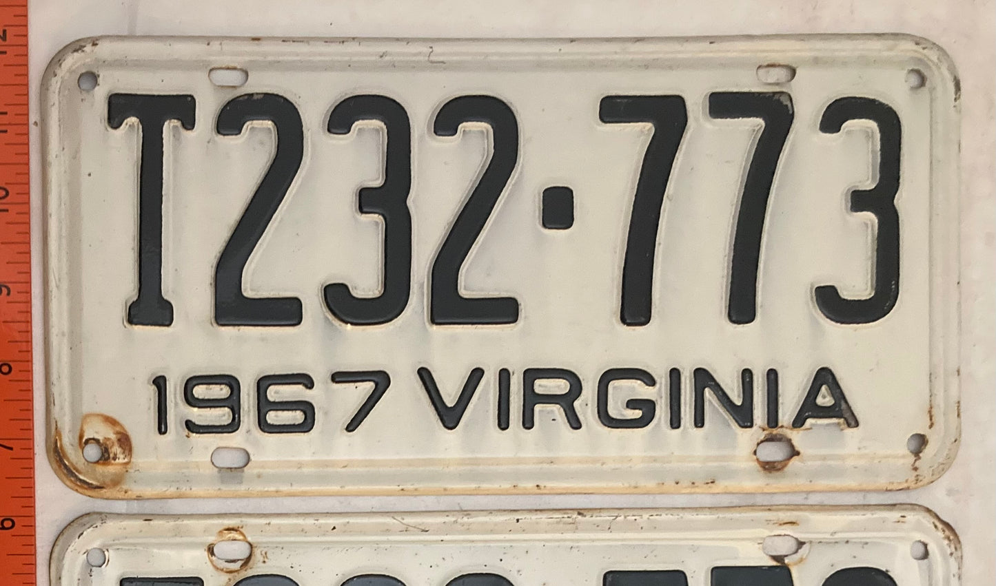 1967 Virginia #T232-773 Truck License Plate (Pair)