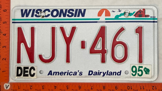 1995 Wisconsin #NJY-461 Passenger License Plate