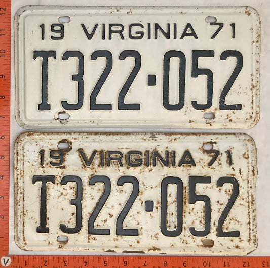 1971 Virginia #T322-052 Truck License Plate (Pair)