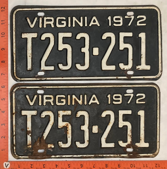 1972 Virginia #T253-251 Truck License Plate (Pair)