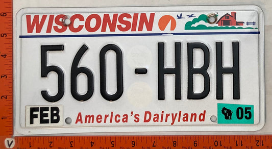 2005 Wisconsin #560-HBH Passenger License Plate