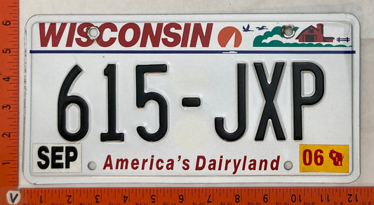 2006 Wisconsin #615-JXP Passenger License Plate