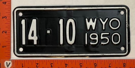 1950 Wyoming #14 - 10 Motorcycle License Plate