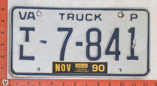 1990 Virginia #T/L 7-841 Truck License Plate
