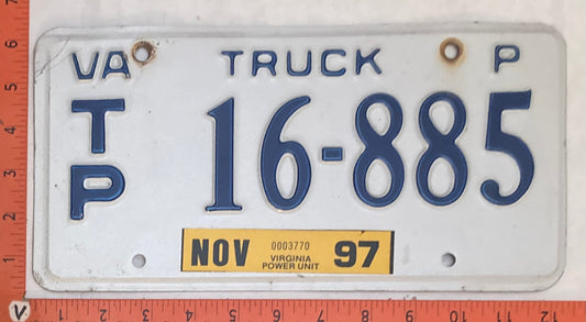 1997 Virginia #T/P 16-885 Truck License Plate